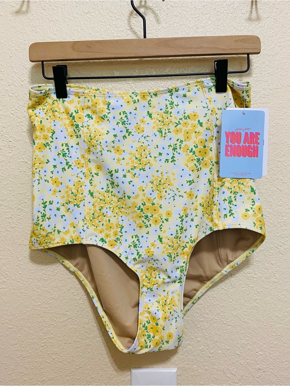 Kortni Jeane Yellow Floral High-Waisted Swim Bottoms